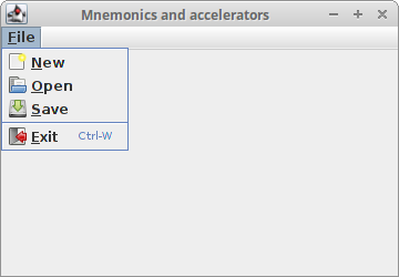 Mnemonics and accelerators