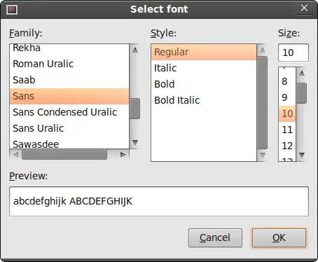 FontSelectionDialog