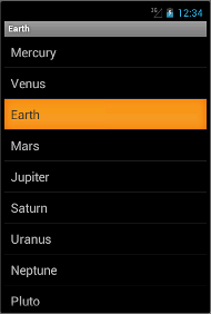 Selected row of a ListView widget