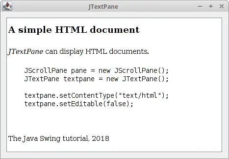 JTextPane component